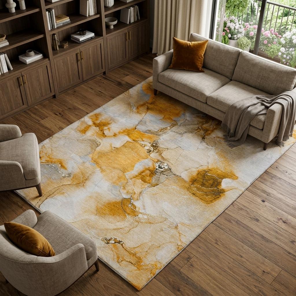 9' X 12' Orange And Copper Abstract Shag Washable Area Rug With UV Protection - HomeRoots - Flyclothing LLC