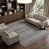 9' X 12' Gray And Charcoal Striped Shag Washable Area Rug With UV Protection - HomeRoots - Flyclothing LLC