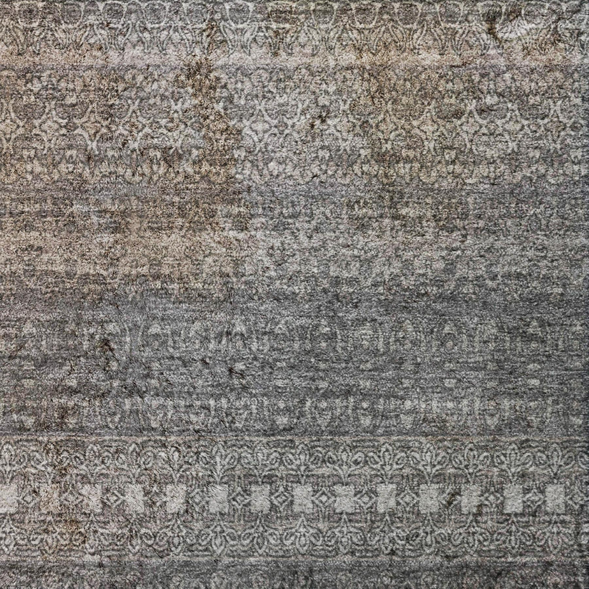 9' X 12' Gray And Charcoal Striped Shag Washable Area Rug With UV Protection - HomeRoots - Flyclothing LLC