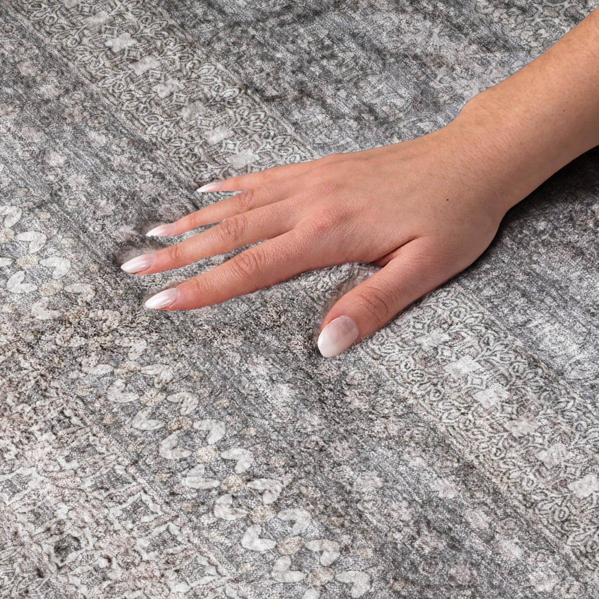 9' X 12' Gray And Charcoal Striped Shag Washable Area Rug With UV Protection - HomeRoots - Flyclothing LLC