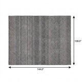 9' X 12' Gray And Charcoal Striped Shag Washable Area Rug With UV Protection - HomeRoots - Flyclothing LLC