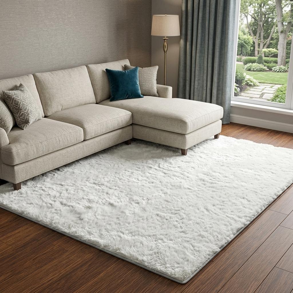 8' X 10' Ivory And Cream Striped Shag Washable Area Rug With UV Protection - HomeRoots - Flyclothing LLC