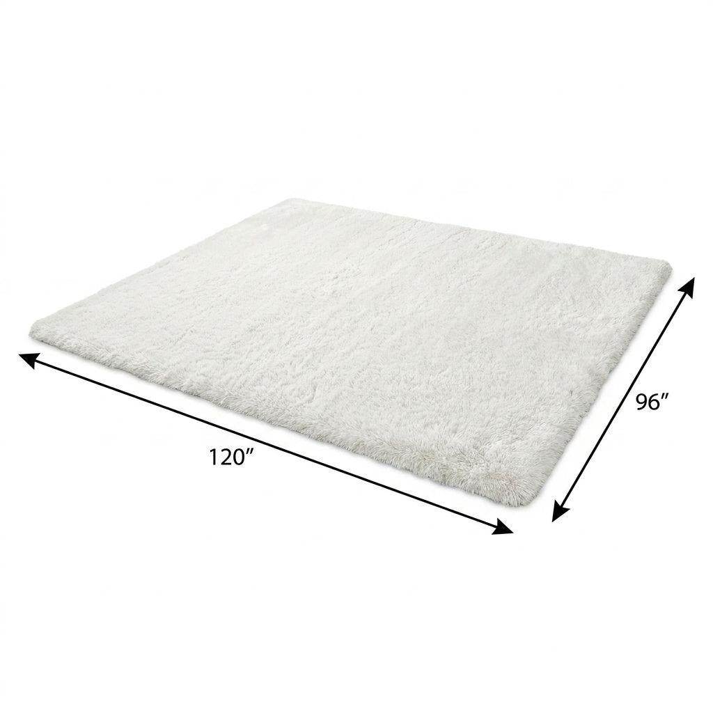 8' X 10' Ivory And Cream Striped Shag Washable Area Rug With UV Protection - HomeRoots - Flyclothing LLC