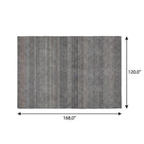 10' X 14' Gray And Charcoal Striped Shag Washable Area Rug With UV Protection - HomeRoots - Flyclothing LLC