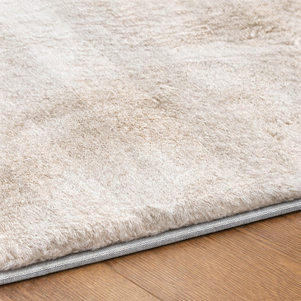 9' X 12' Ivory And Cream Striped Shag Washable Area Rug With UV Protection - HomeRoots - Flyclothing LLC