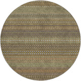 8' Khaki And Gray Striped Shag Washable Round Rug With UV Protection - HomeRoots - Flyclothing LLC