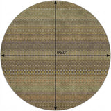 8' Khaki And Gray Striped Shag Washable Round Rug With UV Protection - HomeRoots - Flyclothing LLC