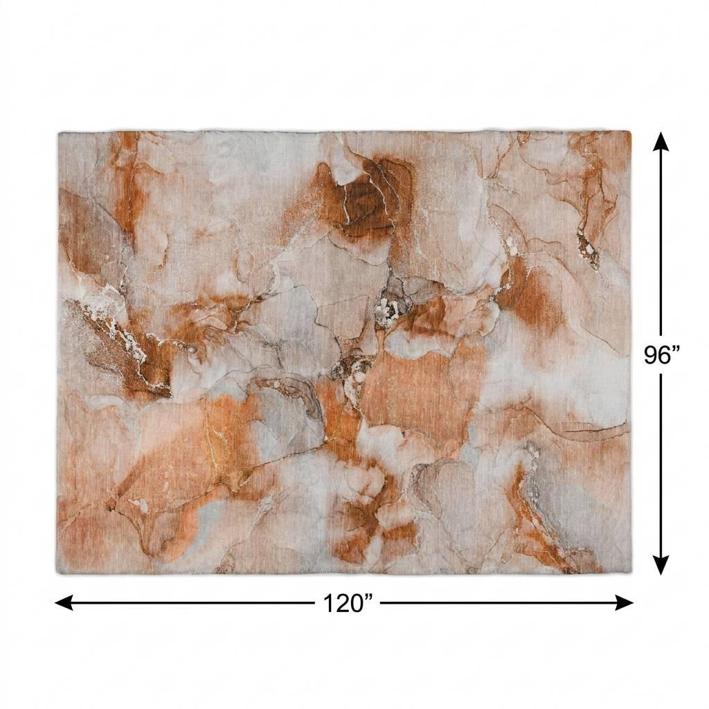 8' X 10' Orange And Terra Cotta Abstract Shag Washable Area Rug With UV Protection - HomeRoots - Flyclothing LLC