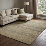 8' X 10' Khaki And Gray Striped Shag Washable Area Rug With UV Protection - HomeRoots - Flyclothing LLC