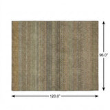 8' X 10' Khaki And Gray Striped Shag Washable Area Rug With UV Protection - HomeRoots - Flyclothing LLC