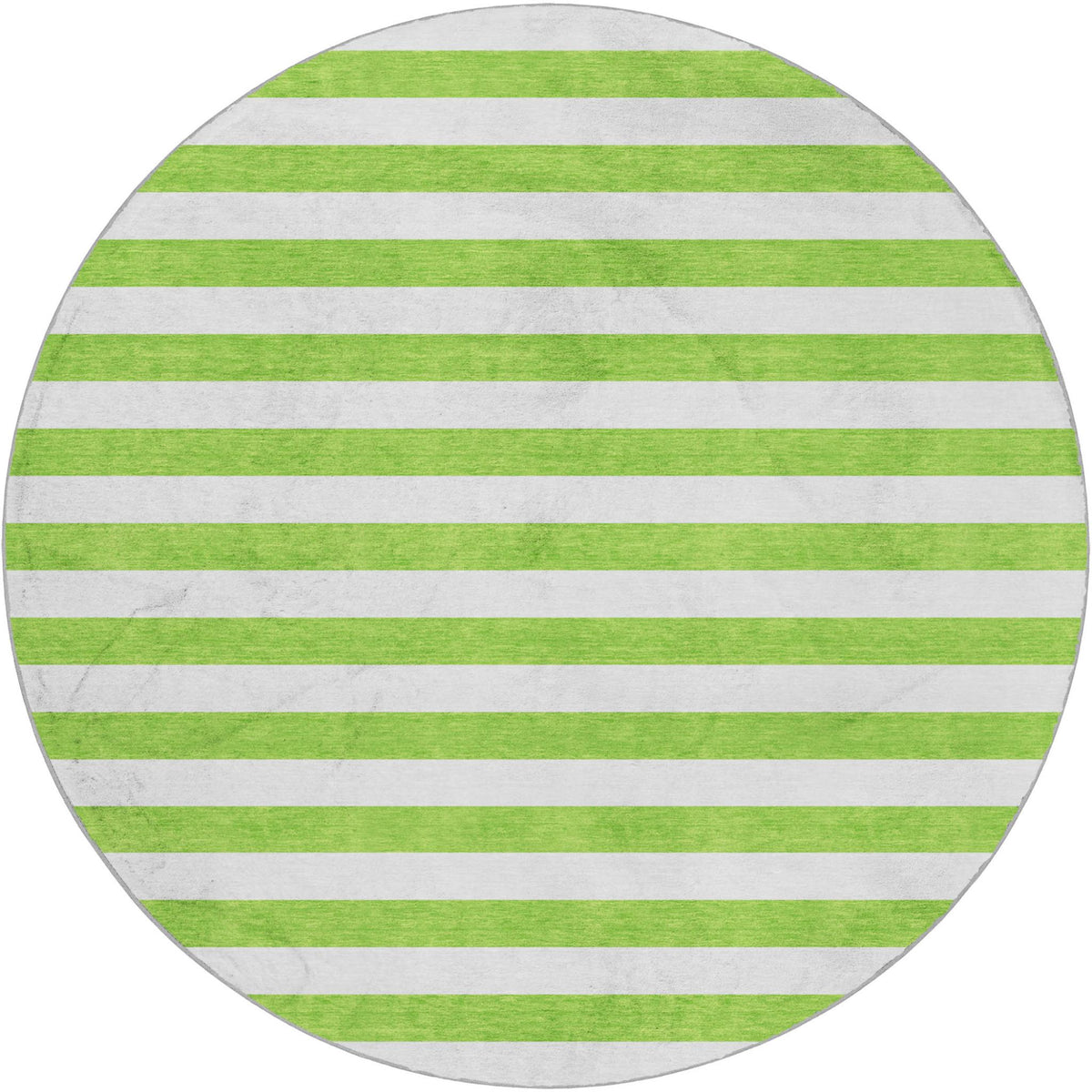 8' Lime Green And Ivory Striped Shag Washable Round Rug With UV Protection - HomeRoots - Flyclothing LLC