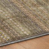 9' X 12' Khaki And Gray Striped Shag Washable Area Rug With UV Protection - HomeRoots - Flyclothing LLC