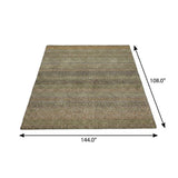 9' X 12' Khaki And Gray Striped Shag Washable Area Rug With UV Protection - HomeRoots - Flyclothing LLC