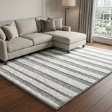 8' X 10' Lime Green And Ivory Striped Shag Washable Area Rug With UV Protection - HomeRoots - Flyclothing LLC