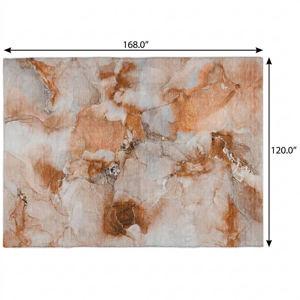 10' X 14' Orange And Terra Cotta Abstract Shag Washable Area Rug With UV Protection - HomeRoots - Flyclothing LLC
