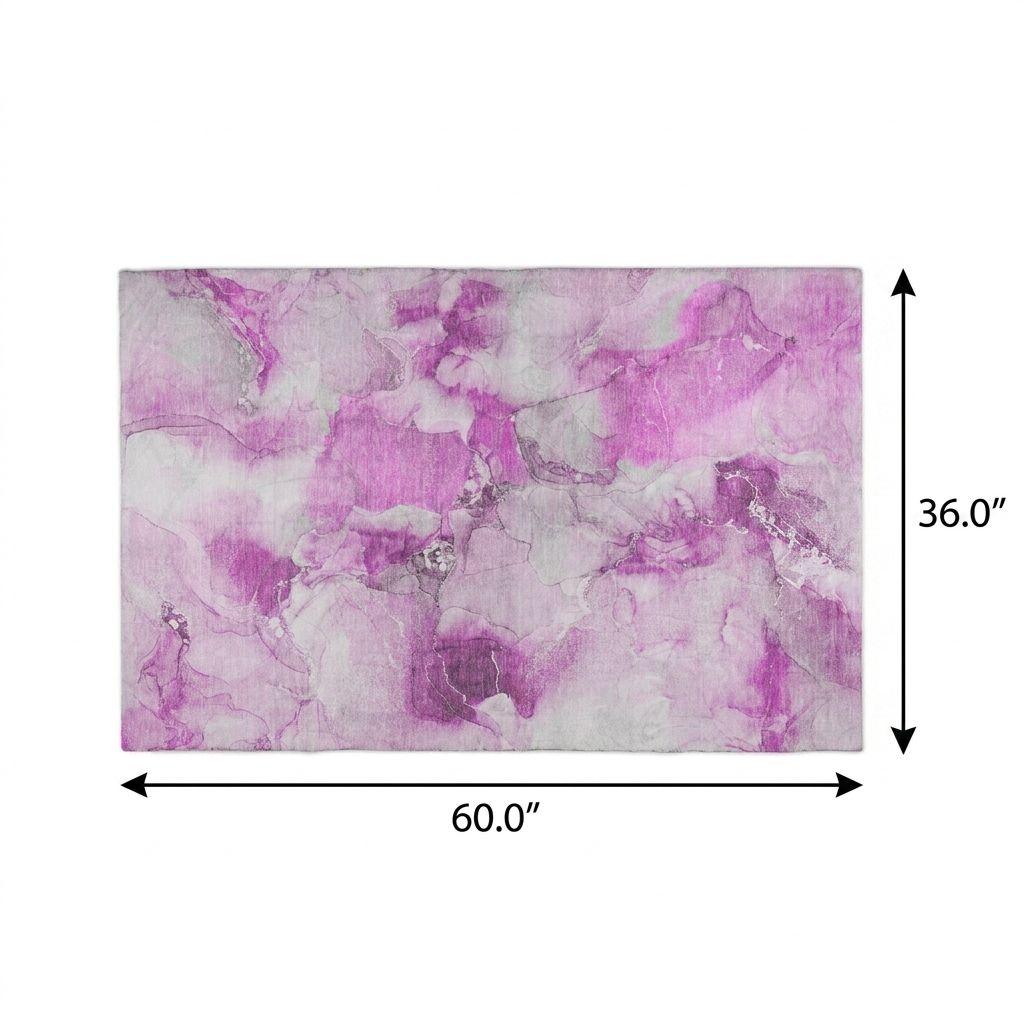 3' X 5' Pink And Blush Abstract Shag Washable Area Rug With UV Protection - HomeRoots - Flyclothing LLC