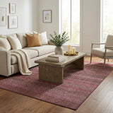 5' X 8' Merlot And Blush Striped Shag Washable Area Rug With UV Protection - HomeRoots - Flyclothing LLC