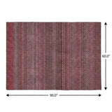 5' X 8' Merlot And Blush Striped Shag Washable Area Rug With UV Protection - HomeRoots - Flyclothing LLC