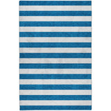 3' X 5' Navy Blue And Ivory Striped Shag Washable Area Rug With UV Protection - HomeRoots - Flyclothing LLC