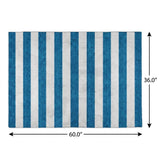 3' X 5' Navy Blue And Ivory Striped Shag Washable Area Rug With UV Protection - HomeRoots - Flyclothing LLC