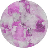 8' Pink And Blush Abstract Shag Washable Round Rug With UV Protection - HomeRoots - Flyclothing LLC