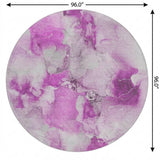 8' Pink And Blush Abstract Shag Washable Round Rug With UV Protection - HomeRoots - Flyclothing LLC