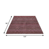 8' X 10' Merlot And Blush Striped Shag Washable Area Rug With UV Protection - HomeRoots - Flyclothing LLC
