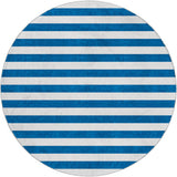 8' Navy Blue And Ivory Striped Shag Washable Round Rug With UV Protection - HomeRoots - Flyclothing LLC
