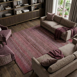 9' X 12' Merlot And Blush Striped Shag Washable Area Rug With UV Protection - HomeRoots - Flyclothing LLC