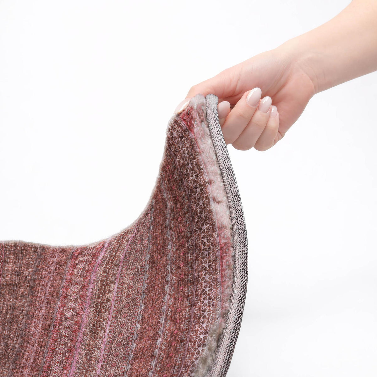 9' X 12' Merlot And Blush Striped Shag Washable Area Rug With UV Protection - HomeRoots - Flyclothing LLC