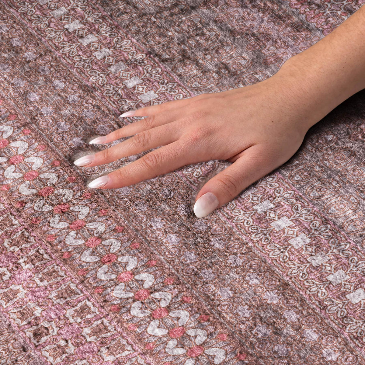 9' X 12' Merlot And Blush Striped Shag Washable Area Rug With UV Protection - HomeRoots - Flyclothing LLC