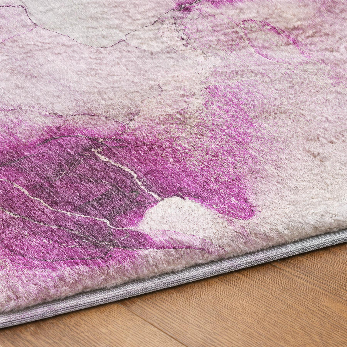 9' X 12' Pink And Blush Abstract Shag Washable Area Rug With UV Protection - HomeRoots - Flyclothing LLC