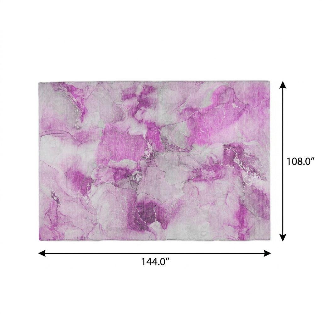 9' X 12' Pink And Blush Abstract Shag Washable Area Rug With UV Protection - HomeRoots - Flyclothing LLC