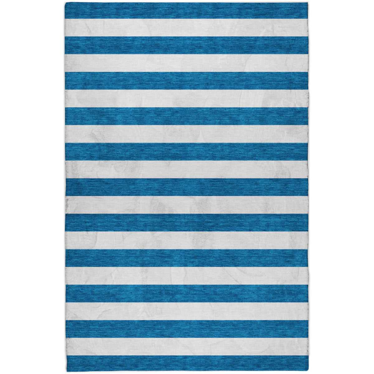 9' X 12' Navy Blue And Ivory Striped Shag Washable Area Rug With UV Protection - HomeRoots - Flyclothing LLC
