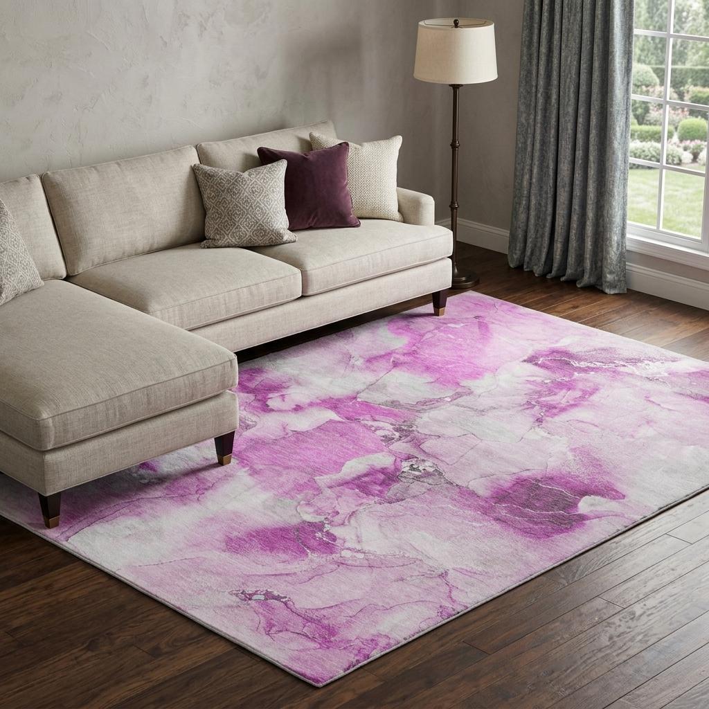 10' X 14' Pink And Blush Abstract Shag Washable Area Rug With UV Protection - HomeRoots - Flyclothing LLC