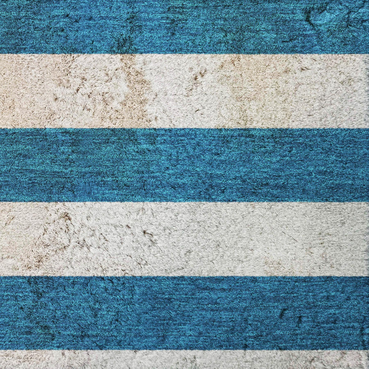 10' X 14' Navy Blue And Ivory Striped Shag Washable Area Rug With UV Protection - HomeRoots - Flyclothing LLC