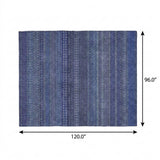8' X 10' Navy Blue And Denim Blue Striped Shag Washable Area Rug With UV Protection - HomeRoots - Flyclothing LLC