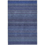 9' X 12' Navy Blue And Denim Blue Striped Shag Washable Area Rug With UV Protection - HomeRoots - Flyclothing LLC