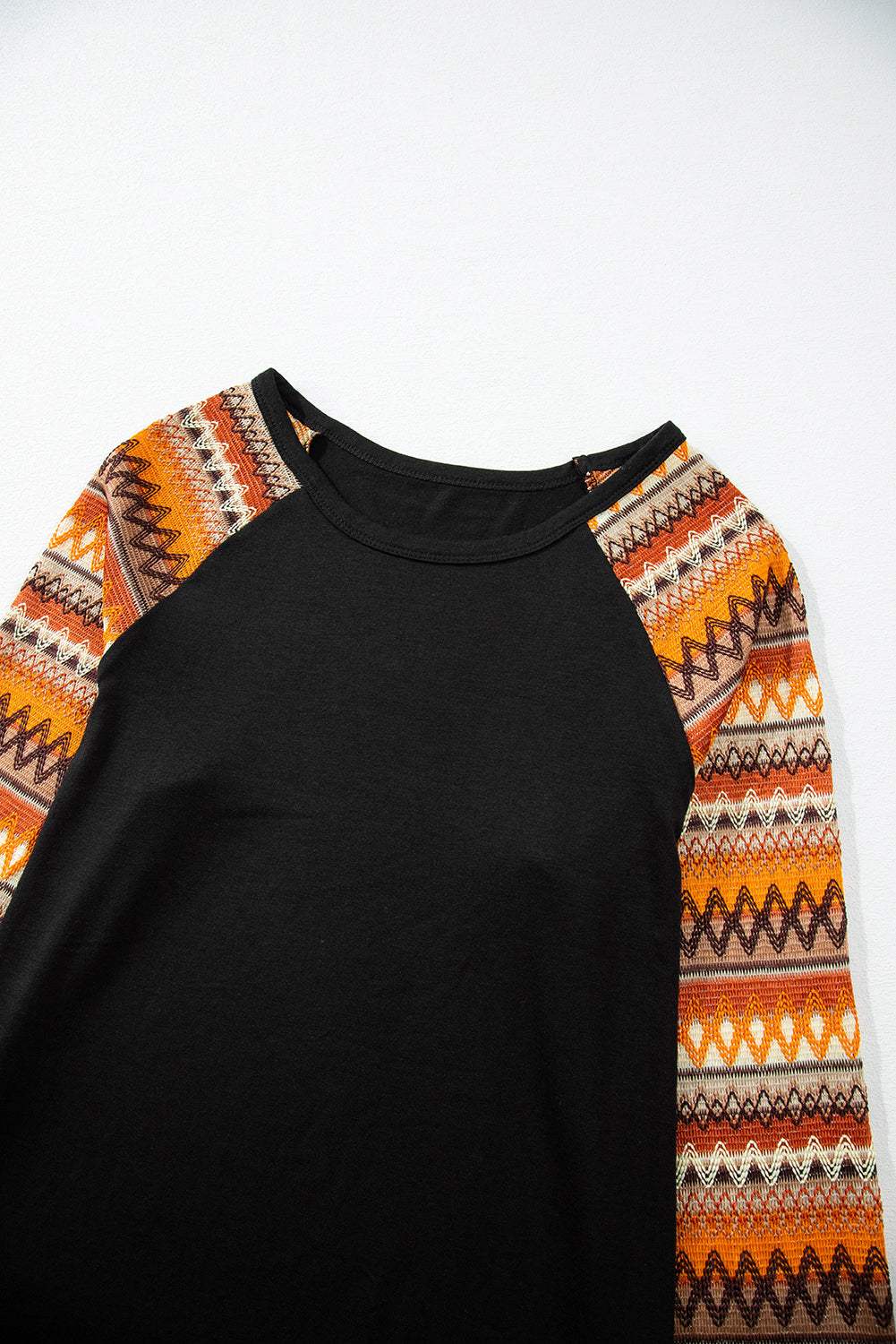Printed Round Neck Raglan Sleeve Blouse - Trendsi - Flyclothing LLC
