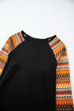 Printed Round Neck Raglan Sleeve Blouse - Trendsi - Flyclothing LLC