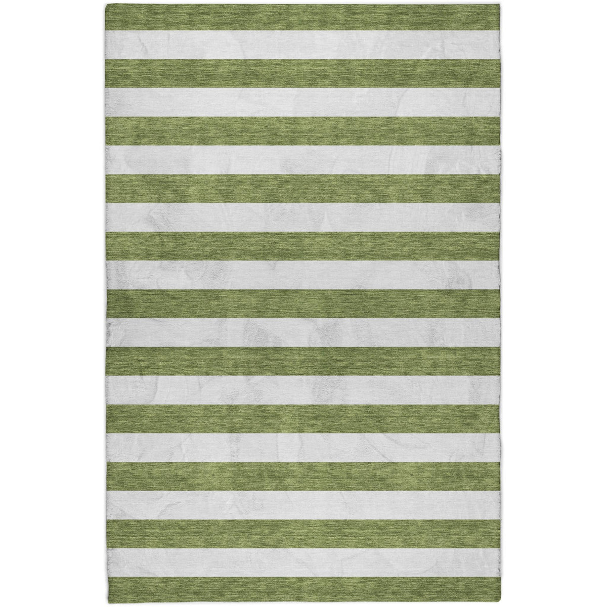 8' X 10' Olive Green And Ivory Striped Shag Washable Area Rug With UV Protection - HomeRoots - Flyclothing LLC