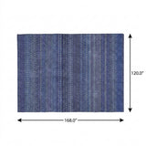 10' X 14' Navy Blue And Denim Blue Striped Shag Washable Area Rug With UV Protection - HomeRoots - Flyclothing LLC