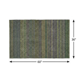 3' X 5' Olive Green And Green Striped Shag Washable Area Rug With UV Protection - HomeRoots - Flyclothing LLC