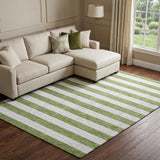 10' X 14' Olive Green And Ivory Striped Shag Washable Area Rug With UV Protection - HomeRoots - Flyclothing LLC
