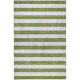 10' X 14' Olive Green And Ivory Striped Shag Washable Area Rug With UV Protection - HomeRoots - Flyclothing LLC