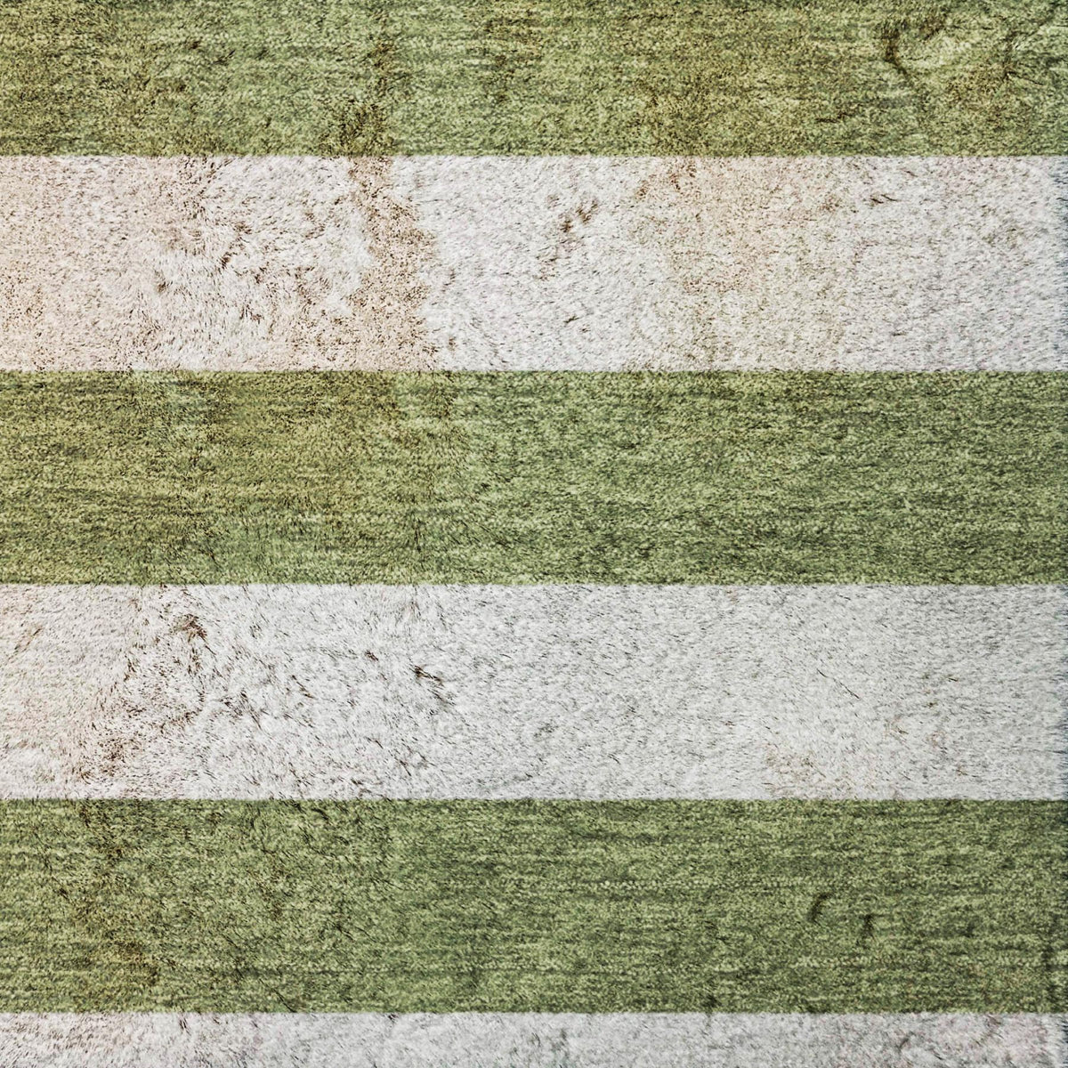10' X 14' Olive Green And Ivory Striped Shag Washable Area Rug With UV Protection - HomeRoots - Flyclothing LLC