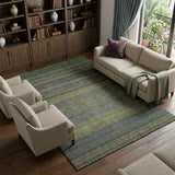 8' X 10' Olive Green And Green Striped Shag Washable Area Rug With UV Protection - HomeRoots - Flyclothing LLC