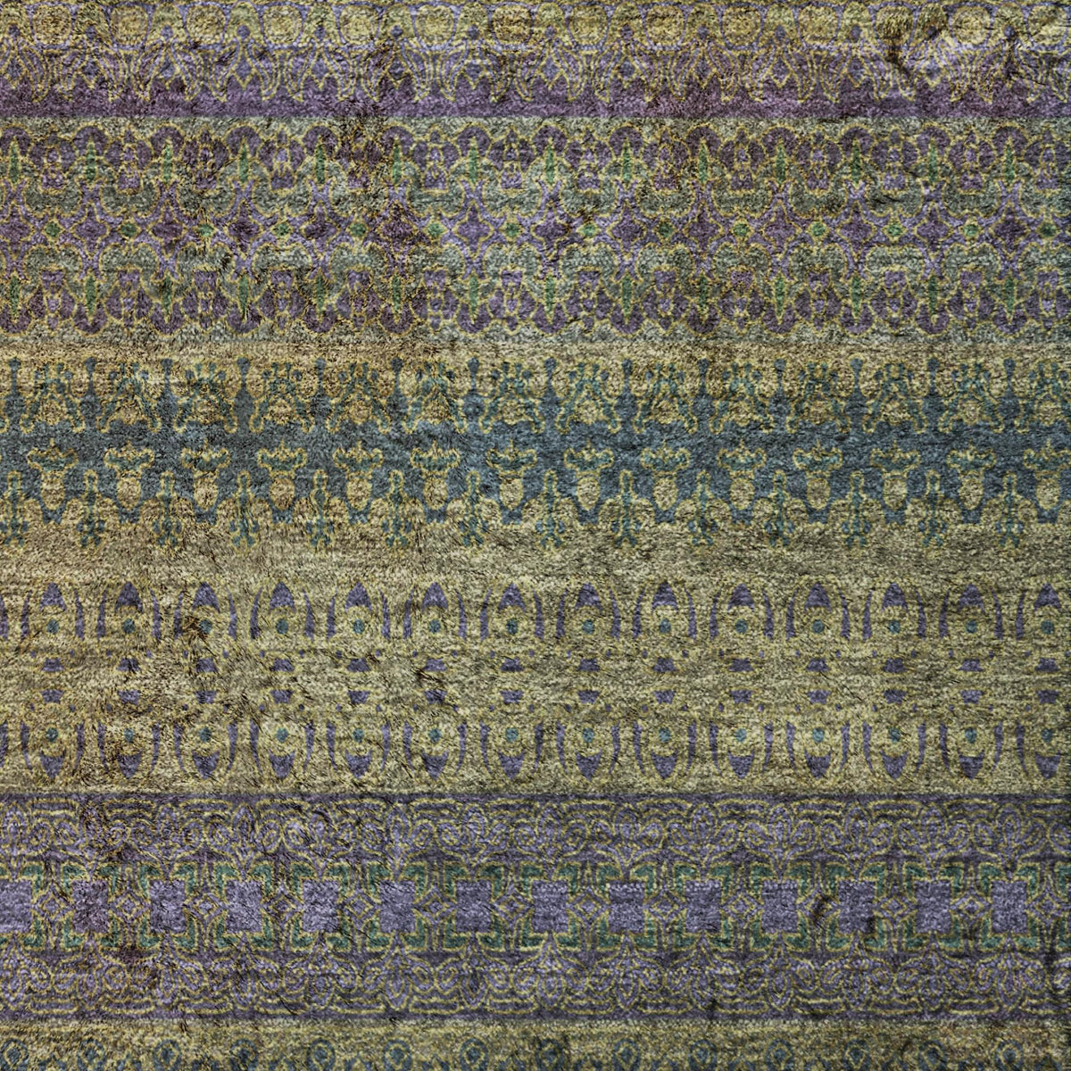 8' X 10' Olive Green And Green Striped Shag Washable Area Rug With UV Protection - HomeRoots - Flyclothing LLC
