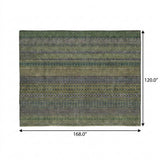 10' X 14' Olive Green And Green Striped Shag Washable Area Rug With UV Protection - HomeRoots - Flyclothing LLC