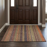 3' X 5' Orange And Beige Striped Shag Washable Area Rug With UV Protection - HomeRoots - Flyclothing LLC